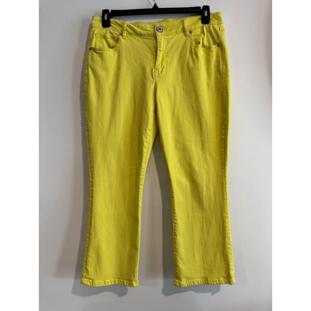 Cabi Cropped Straight Leg Jeans Womens 12 Yellow Stretch Denim 5-Pocket pants